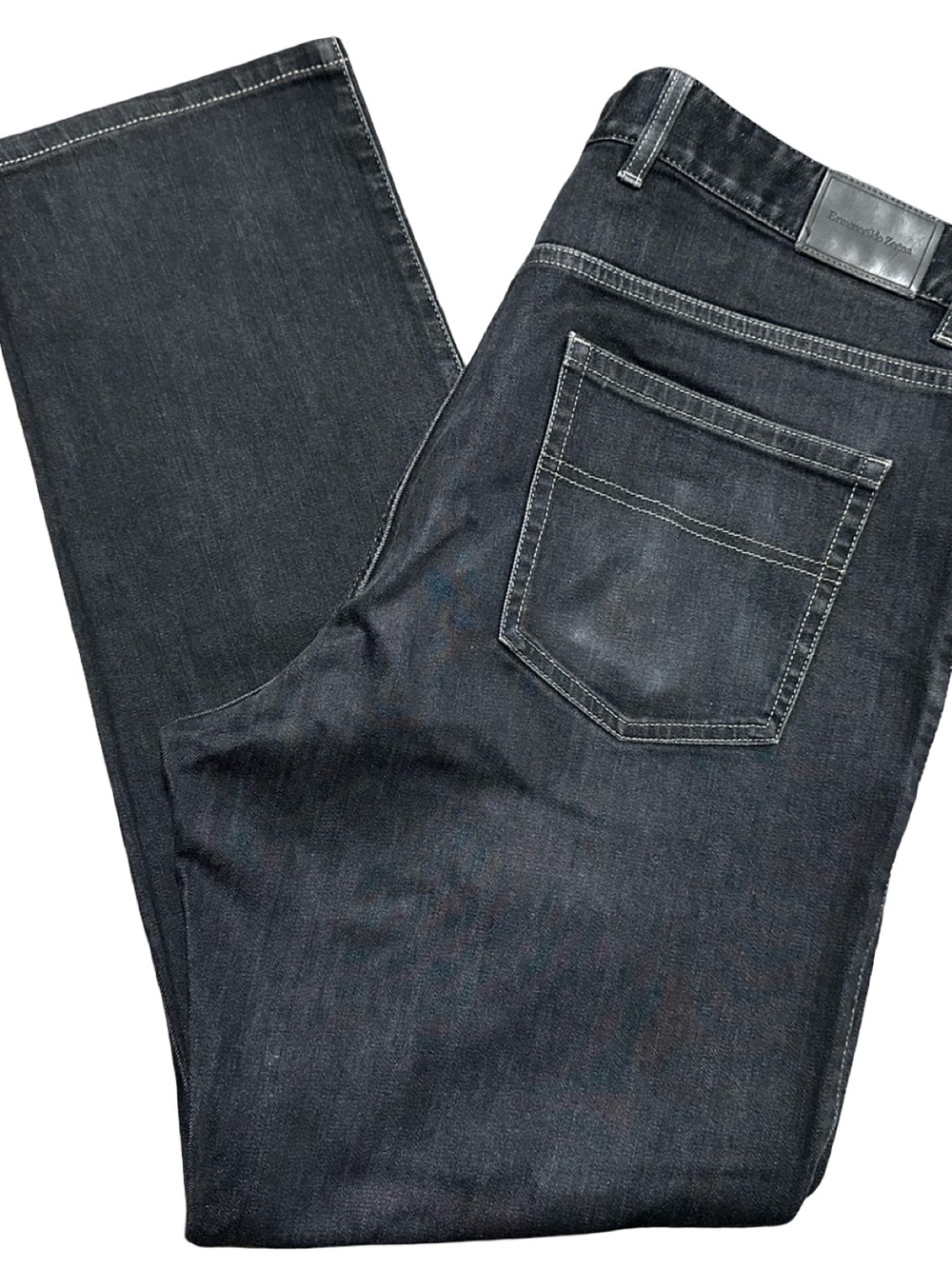 Ermenegildo Zegna Men’s Size 40 x 31 Black Wash Denim Straight Leg Jeans